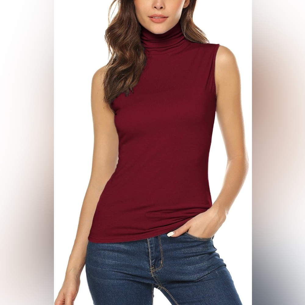 Sleeveless Maroon Cowl Neck Top
